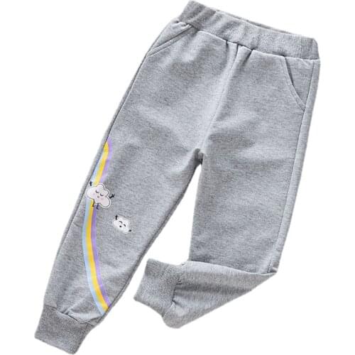 Spring Infant Baby Girls Casual Pants Fashion Simple Rainbow Cotton Sports Pant Kids Girl Autumn Trousers 2-6T