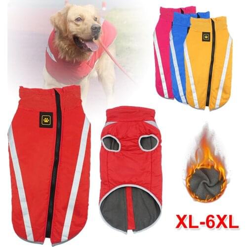 Waterproof Big Dog Clothes Winter Reflective Pet Jacket Outdoor Warm Labrador Clothing For Large Dogs Siberian Huskies Vest