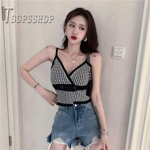 2019 Fashion Sexy Slim Women Camisole Knitted Hongkong Style Female Camis