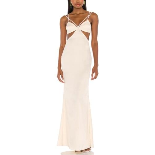 2021 Spaghetti Strap Sexy Backless Maxi Dress Summer Holiday Women Dresses Party Club Elegant Hollow Out Dress Sundress