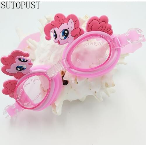 1 PCS Cartoon Children Silicone Cute Pinkie Pie Swim Goggles Waterproof Eyewear Anti-Fog Glasses Pool Swimming 3-8 Age Kids Gift