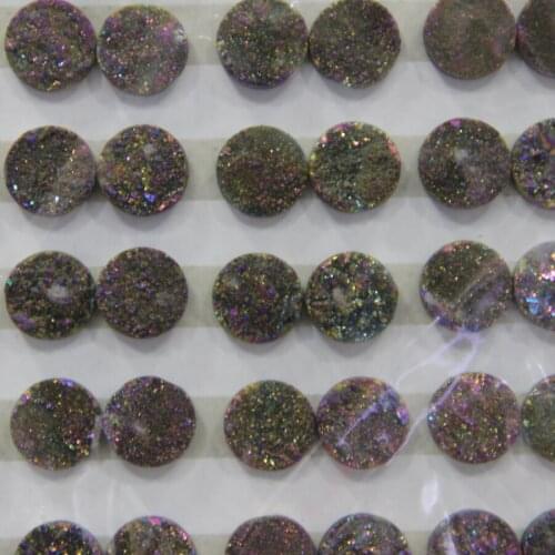 20pcs 6Colors Druzy Stone Beads, Dyed Nonporous Gems Stone Round Jewelry Beaded Making Suppliers Crafts Necklace