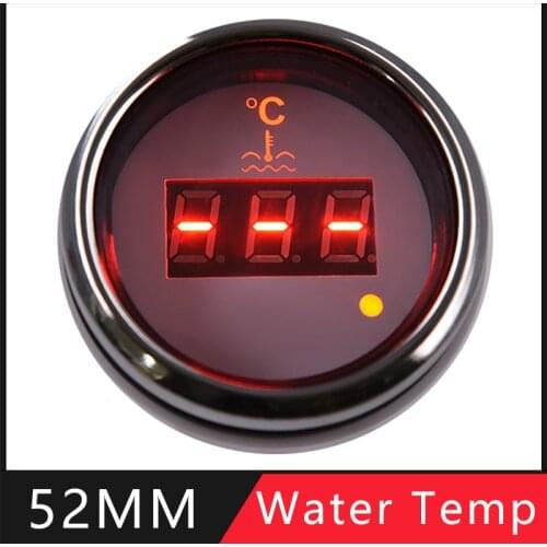 52mm Water Temp Gauge Digital Temperature 40-120℃ Moto Meter Vehicle Indicator For Auto Car Truck Boat With Red BackLight