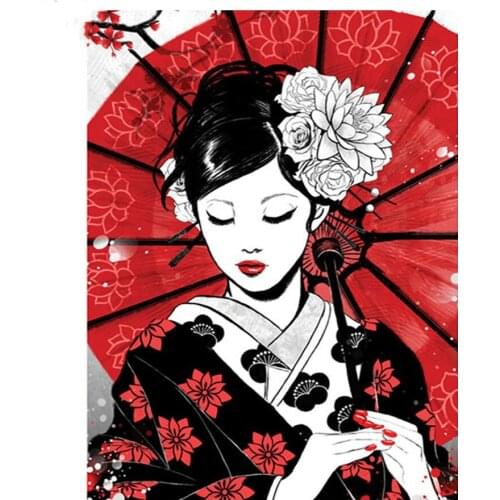 5D DIY Diamond Painting Japanese women 3D Embroidery Kimono Girl Cross Stitch sets Full Square Round Drill Home Decoration L467