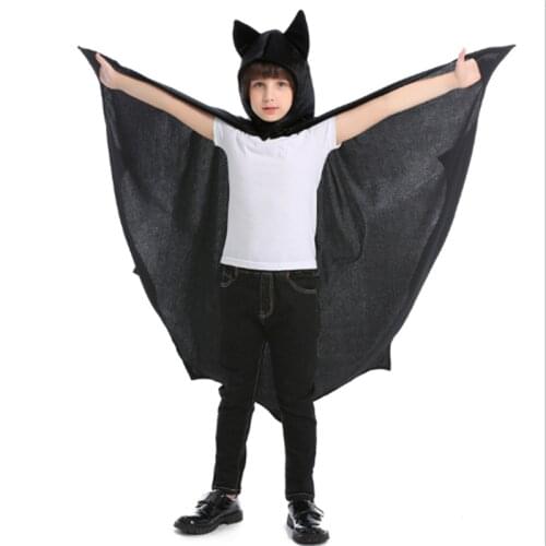 Childrens Halloween Animal Cosplay Bat Hooded Shawl Cloak Black Cloak Vampire Costume