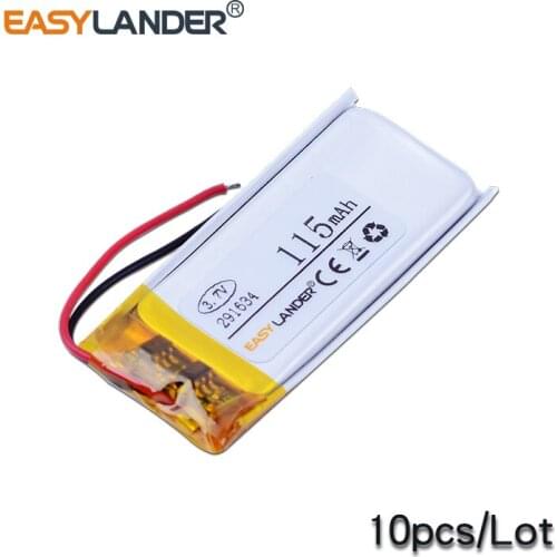 Easylander 10pcs/Lot 3.7V 115mAh Rechargeable li-Polymer Battery For bluetooth headset mp3 speaker recorder 291634