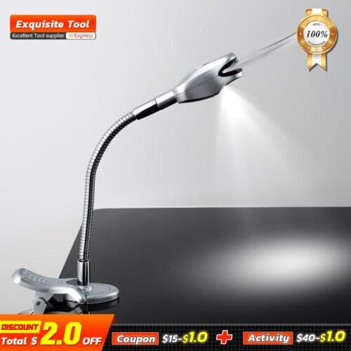 FGHGF 2x 6x 107mm LED Illuminating Magnifier Metal Hose Magnifying Glass Desk Table Reading Lamp Light with Clamp