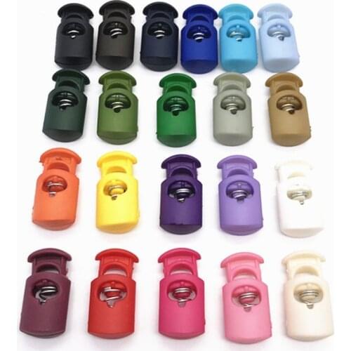 20 Pcs High-grade Single hole Plastic Stopper Cord Lock Tighten Spring Cord End Buckles DIY Clothes Setting Button Accessories