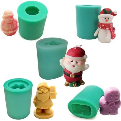 Christmas Santa Claus Candle Mold 3D Silicone Cake Decorating Tools Aromatherapy Plaster silicone Mould Dessert Chocolate Molds