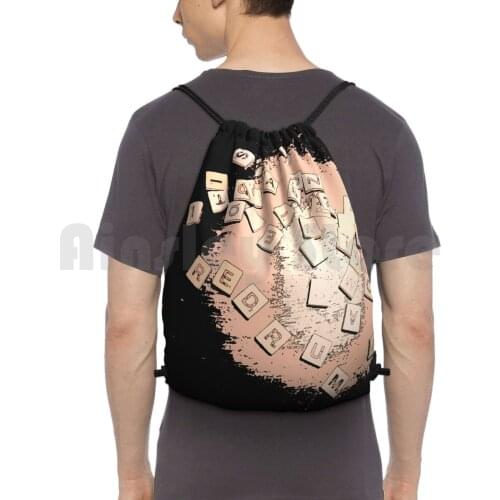 Scrabble Red Rum Backpack Drawstring Bag Riding Climbing Gym Bag Red Rum Word Play Words Murder Scrabble Board Games Games