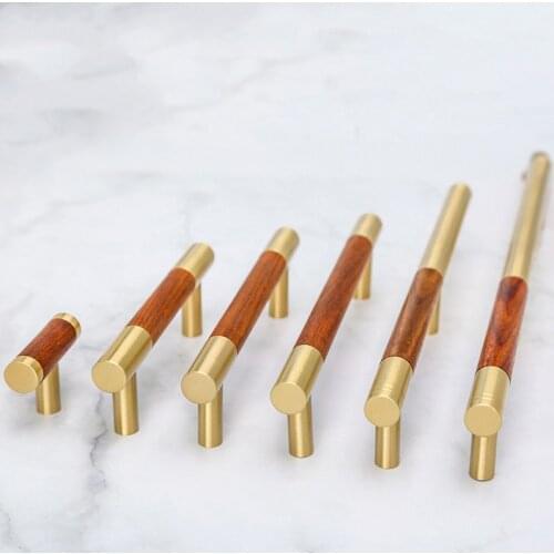 Brass Wood Furniture Handles For Kitchen Bedroom Cabinet Wardrobe Drawer Dresser Handle Pulls Door Bar Knobs