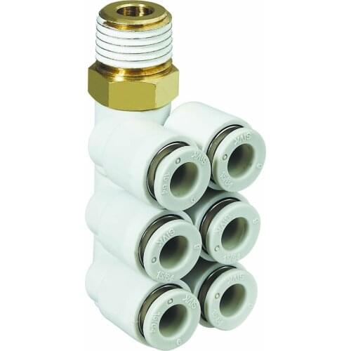 Freeshipping Brass End Male Thread pneumatic part Fittings with Double Tee connectors suitable for PU hose/ Nylon hose pneumatic