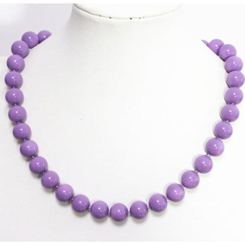 Fashion elegant purple baking paint glass shell faux pearl round beads 8,10,12mm fashion women necklace jewelry 18inch B1476