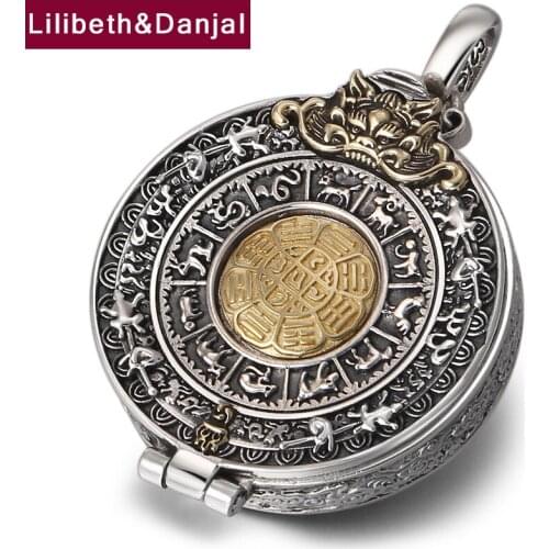 Can Be Opened Gawu Box Necklace Pendant Real 925 Sterling Silver Vajra Zodiac Vintage Fine Jewelry Women Men 2021 Designer P09