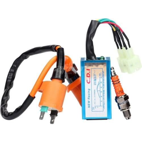 Unrestricted AC Racing Ignition Coil + A7TJC Spark Plug + 6 Pin CDI for GY6 50cc 125cc 150cc