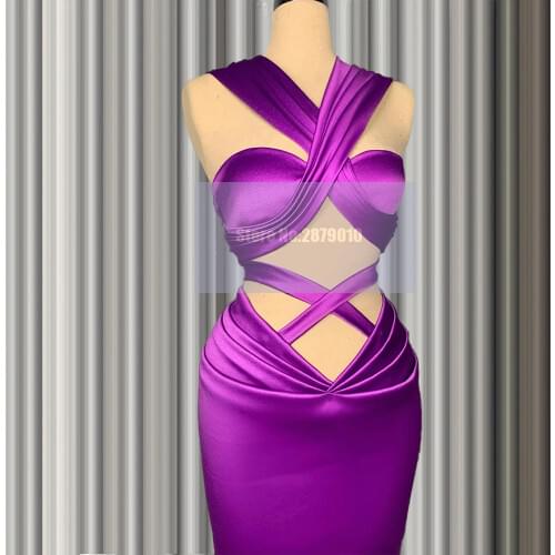 New Arrivals Purple Halter Mermaid Evening Dress Floor-Length Sleeveless Pageant Dress Party Dress Saudi Arabia 2020 Dubai