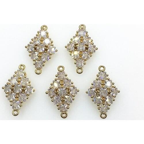 New Arrival! 28x18mm 30pcs Cubic Zirconia Square Connector for Necklace/Earrings Handmade DIY Parts,Jewelry Findings&Component
