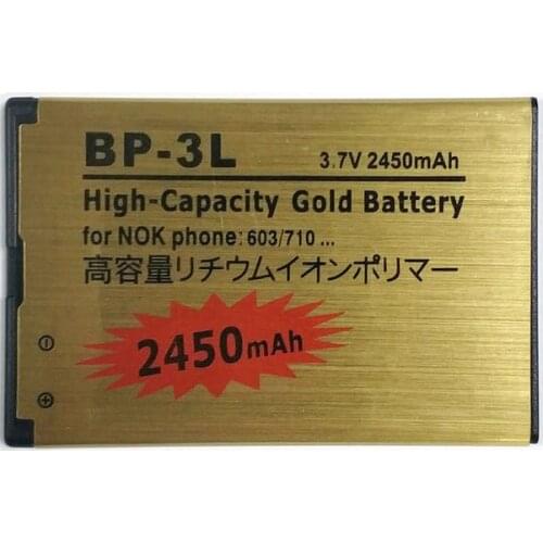 New 2450mAh BP-3L BP3L Gold Battery For NOKIA Lumia 710 610 303 3030 510 603 610C Phone
