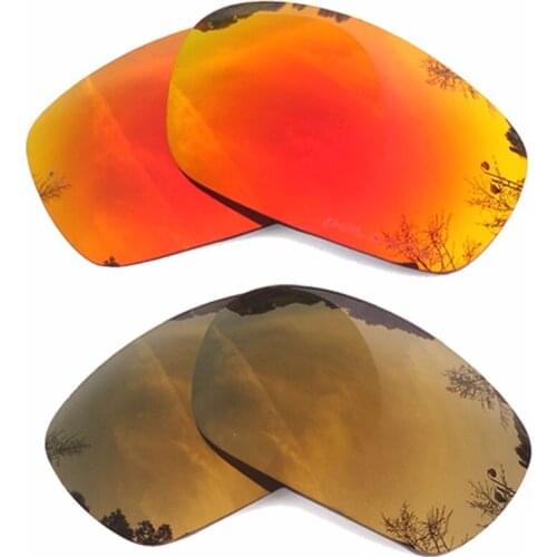 Orange Red Mirrored & Bronze Gold Mirrored Polarized Replacement Lenses for Jawbone Frame 100% UVA & UVB