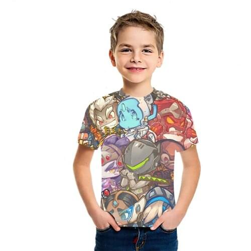 Overbatch Boys And Girls Personality 3D Printing Short Sleeve 2021 New Summer Dress Foreign Style Childrens T-Shirt Fashion Top
