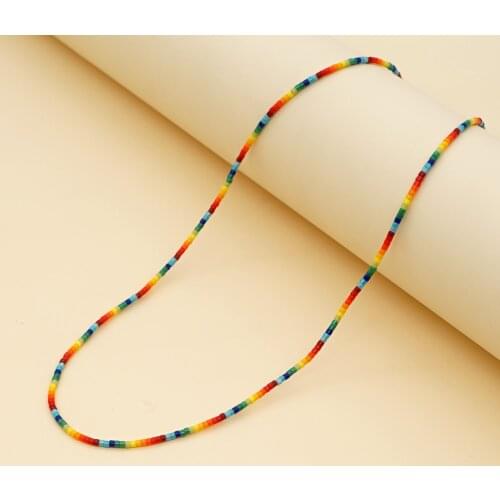 Go2Boho 2021 Beaded Choker Necklace For Women Summer Jewelry Boho Necklaces Rainbow Simple Miyuki Glass Beads String Collar