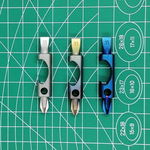 Titanium Alloy Mini Flat Screwdriver Phillips Screwdriver EDC Pocket Keychain Tools with 2 SUS 304 Stainless Steel EDC Keyring