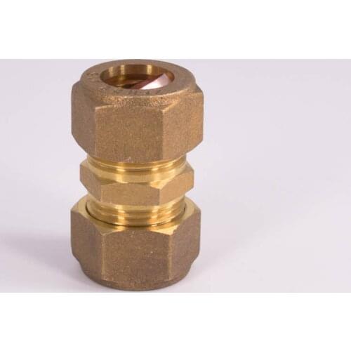 Fit 15mm Tube OD Brass Compression Union Fitting With Copper Ferrule Ring Water Gas Oil