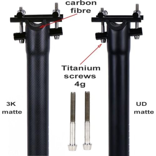 Ulterlight Titanium Screw Matte Black Carbon Fiber Seat Post MTB/Road Bike Seatpost 27.2/30.8/31.6mm 300/350/400mm
