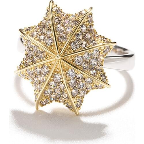 Professional Luxury Jewelry Drop Shipping Umbrella Ring Separate Color Pave AAA CZ Wedding Band Ring Gift Wholesale