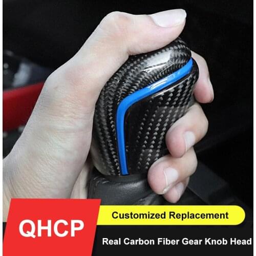 QHCP Car Gear Knob Head Customized Speed Shifter Head Real Carbon Fiber Rear View Mirror Cover For Toyota Camry Avalon 2018 2019