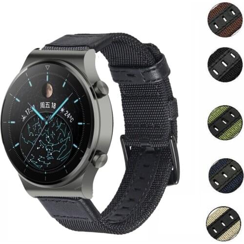 22mm Strap For HUAWEI WATCH GT 2 Pro Nylon Leather Watch Band For HUAWEI GT2 Pro gt2pro Watchband Bracelet Correa