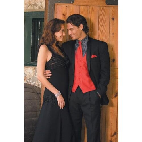 Custom Made Tuxedo For Prom Red And Black Tuxedo For Prom (coat + pants + vest, tie)man brand coat slim fit pants jacket