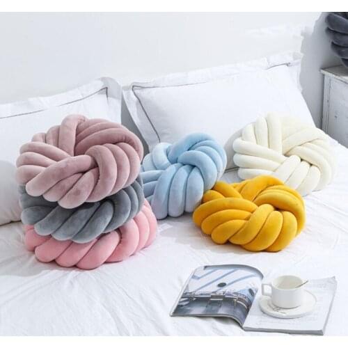 Knot Soft Ring Handmade Woven Cushion Woven Mat Spherical Knot Pillow Ball Dolls Toys Photography Props Home Decor 35*35cm