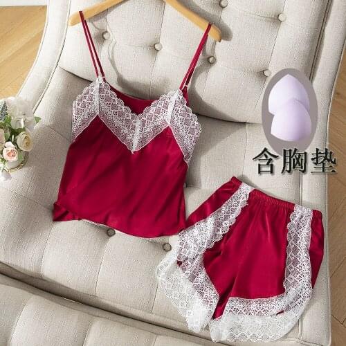 Tufaha Sexy Pajamas Two-piece Set with Chest Pad Sleepwear Women Set Sleepwear Summer Plus Size
