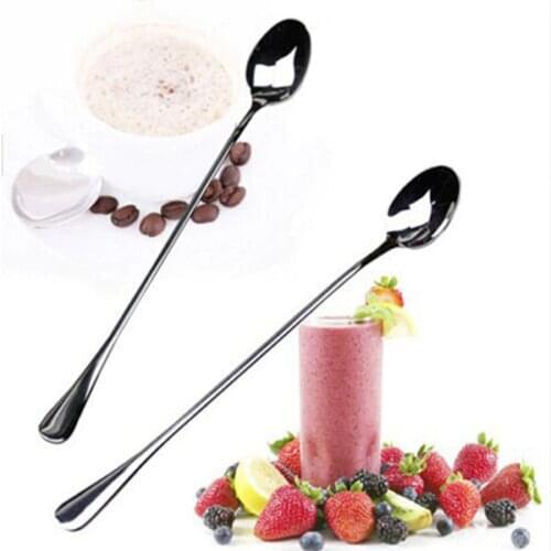 High Quality Ice Cream Tea Coffee Handled Long Handle Stainless Steel Spoons Flatware 19.3*3cm HG0834SV