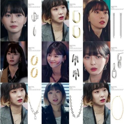 2020 New Korean TV Star Drop Earrings for Women Zircon Crystal Oorbellen Elegant Long Necklace Fashion Jewelry Gift