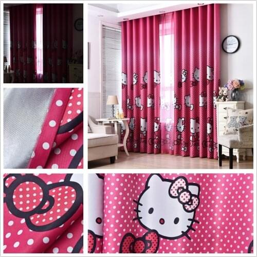 Pink Cat Print Blackout Curtains for Girls Bedroom Window Decoration 1 Piece Polyester Fabric Cute Kitchen Living Room Curtain