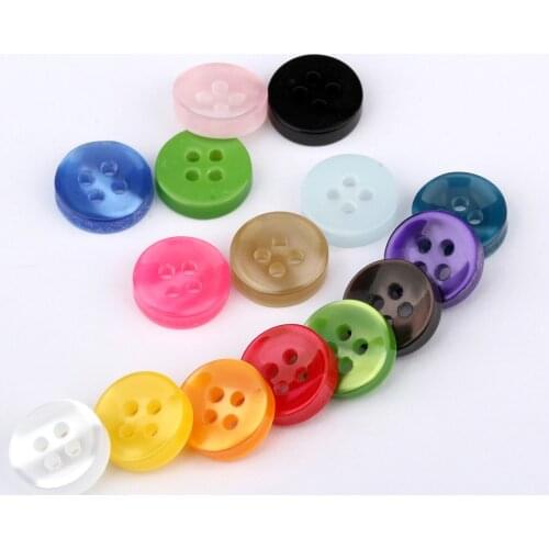 100pcs Candy Color Resin Round Buttons 4 Holes Sewing 11mm Width Garment Women Girls Kids DIY Crafts Clothing Accessories CLOXY