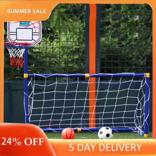 2 In 1 Children Basketball Hoop Outdoor Sports Football Goal Boys Soccer Toy Basketball Children Training Practice Accessories