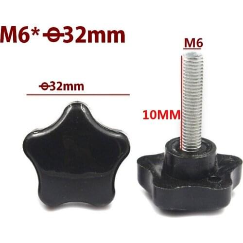 20pcs/LOT M6X10 Male Thread Star Shaped Head 32mm Diameter Lathe 5 Star Knob Grips Clamping Screw Knob M6xD32X10