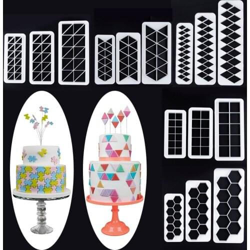 3Pcs/set Geometric Cookie Cake Mold Fondant Molds Chocolate Mold Baking Accessories Fondant Cake Decorating Tools Fondant Cutter