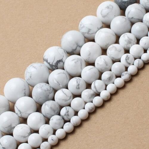 4 6 8 10 12mm White Natural Smooth Turquoise Beads Round Spacer Loose Beads For Jewelry Making DIY Charm Bracelet Accessories