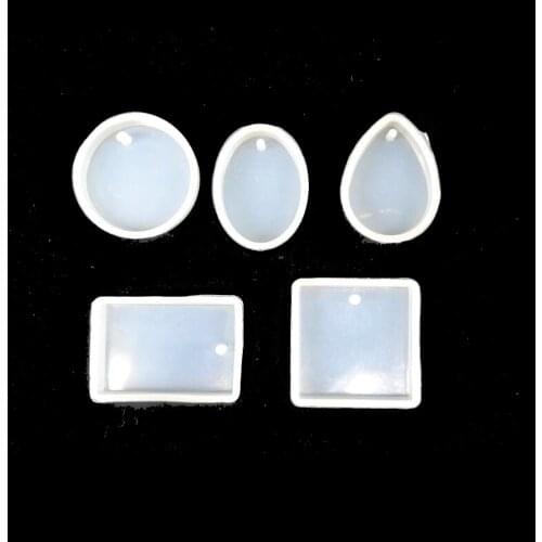 5pieces/set square round oval rectangle drop pendant silicone Mold Resin Silicone Mould handmade jewelry tool epoxy resin molds