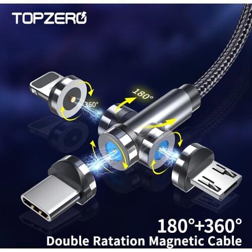 540 Rotate Magnetic Cable Type C Micro USB Cable Magnetic Charging Fast Charge for iPhone 12 Pro 12 Max iPhone 11 Xiaomi Samsung