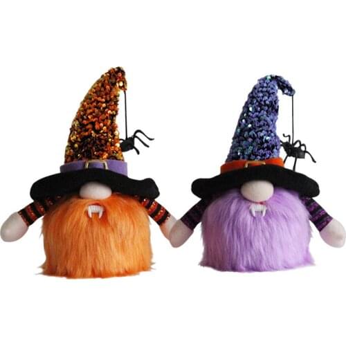 6 PCS Halloween Gnomes with Light Spider Handmade Plush Vampires Doll Table Ornament Party Supplies Kids Gifts Wholesale XB