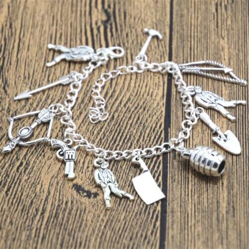 12pcs The Walking Dead inspired bracelet Zombie Defence TWD Walkers charm bracelet