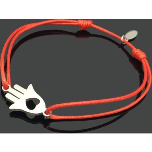 Wish Bracelet Love Hand Stainless Steel Charm Lucky Bracelet Heart Hand Pendant Adjustable String Bracelet For Women