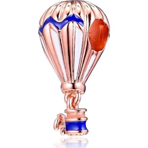 DIY Beads For Jewelry Making ROSE AIR BALLOON HANGING Charm Fits Silver Charms Bracelets For Woman DIY 2019 Summer