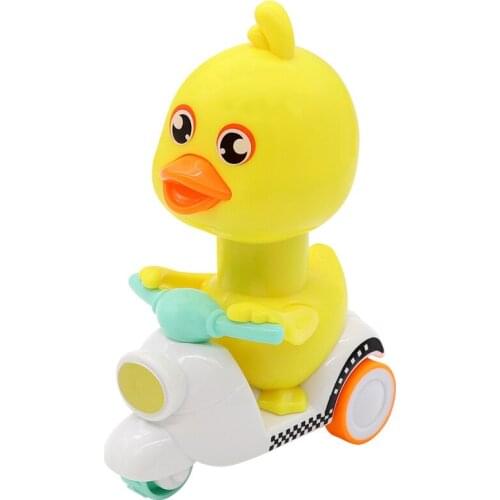 Child Mini Little Yellow Press Duck Inertia Motorcycle Baby Back Car Catoon Cute Toy