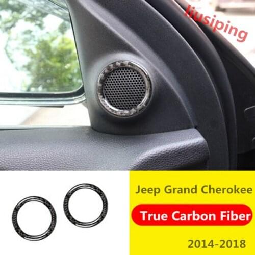 For Jeep Grand Cherokee 2014-2018 Carbon Fiber style Front Door Speaker Cover Trim 2pcs